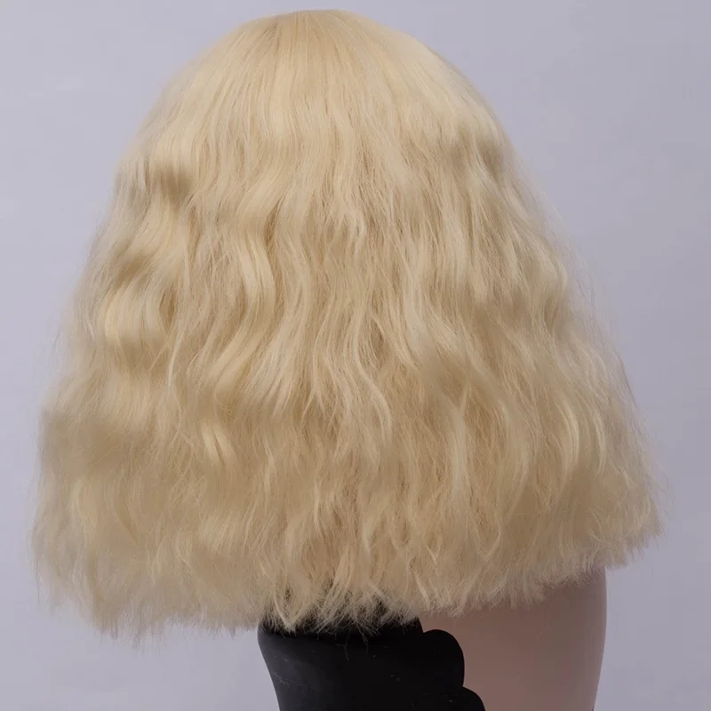 MSIWIGS ผู้หญิงสั้นสีบลอนด์คอสเพลย์วิกผมบางลอนผมสังเคราะห์วิกผมผมปลอม
