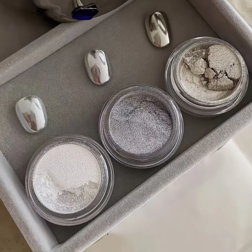 1 /3 قطعة مسحوق أظافر كروم مرآة طلاء مرآة ذهبي وفضي ، طلاء مرآة لؤلؤية ، زينة أظافر ، مستلزمات أظافر ساحرة للأظافر #2