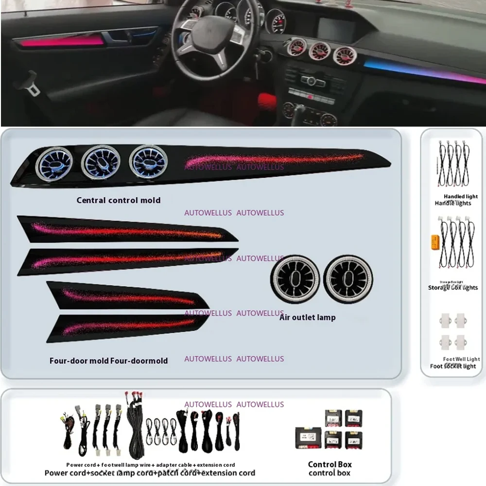 

Front Dashboard Air Vent Screen control programming required LED Atmosphere Lamp for Mercedes-Benz C-Class W204 2010-2014