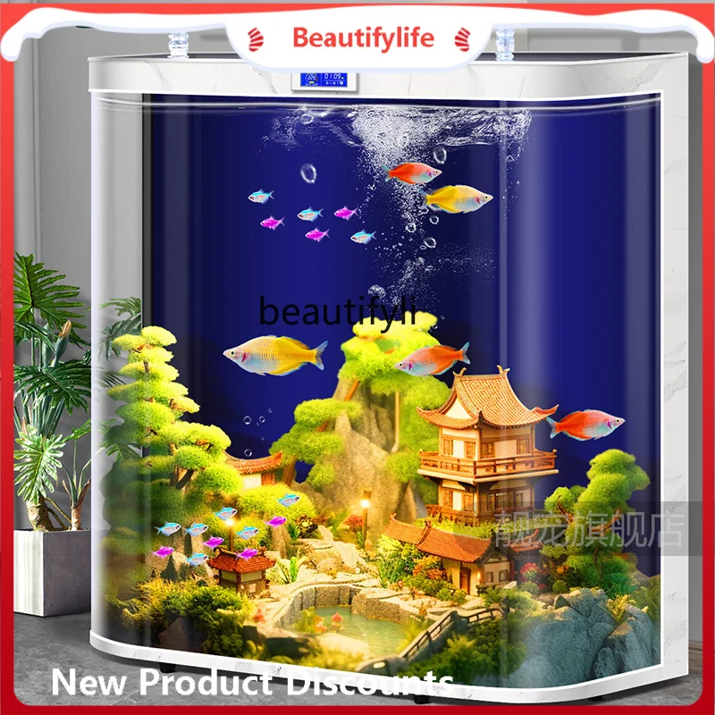 

C45 Fish tank living room large floor-to-ceiling water-free ecological aquarium home glass tank landscaping