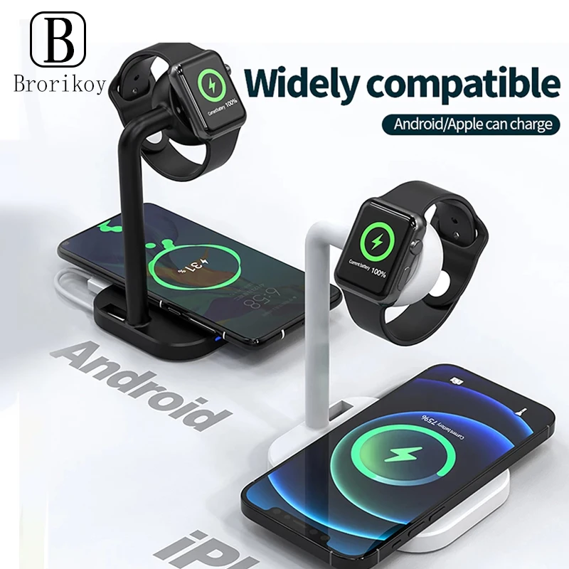 

15W 2 in 1 Wireless Charger Quick Chargers Stand for iPhone 12 11 X XS Max Huawei P30 Lite Wireless Fast Charging Stand Dock