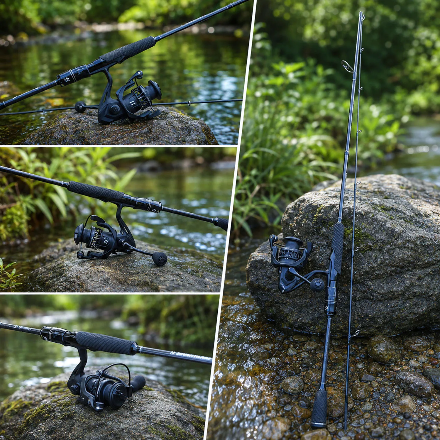 Sougayilang Angelruten-Rollen-Set 1,8m Vollspitze Kohlefaser-Köderrute 5,2:1 Übersetzungsverhältnis Spinnrolle für Süßwasser-Bassangeln – Detail 16