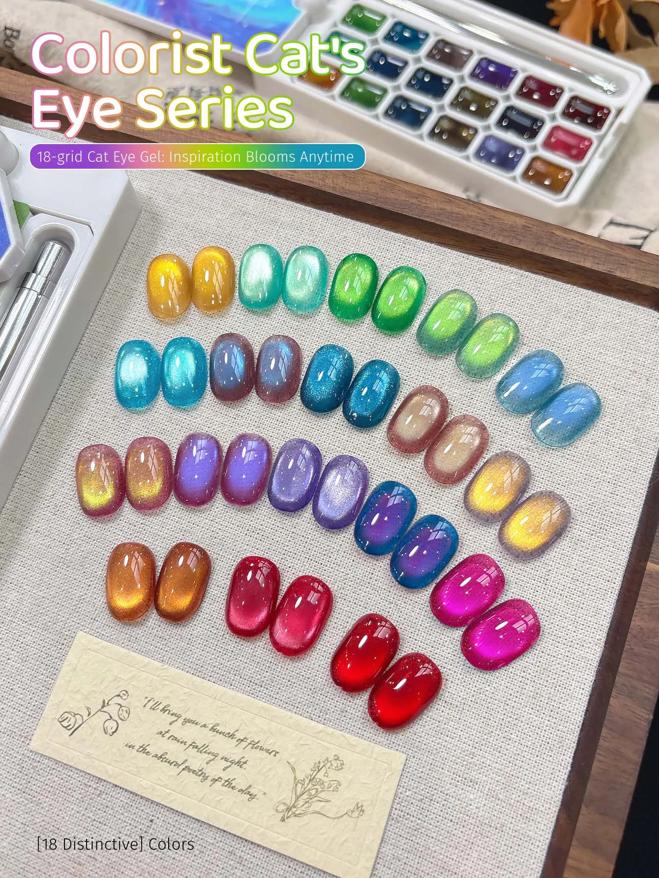 XEIJAYI 18 Farben Colorator Katzenaugen-Flap-Gel Hochsättigend Beliebter Halbfester Nagellack-Gel für Damen Nagelstudio DIY – Detail 5