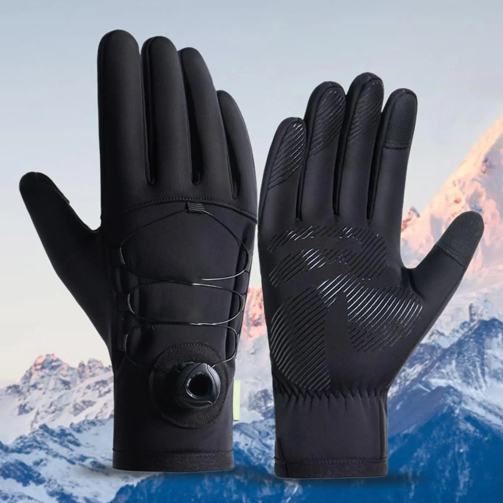 

Winter Black Ski Gloves For Men Lengthened Thickened Windproof Gloves Touch Screen Snowboarding Cycling Fishing Outdoor Gloves