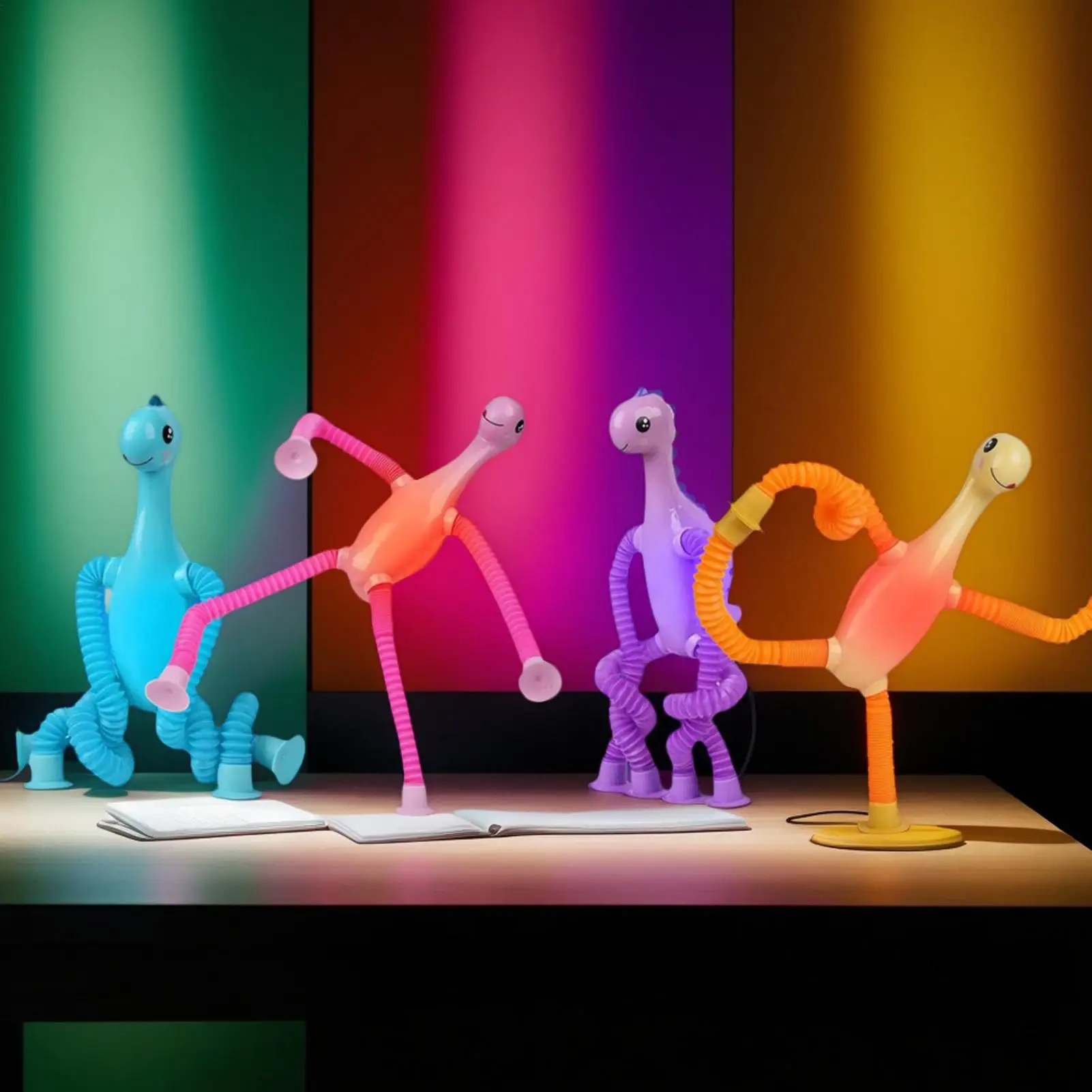 

Телескопическая присоска, игрушки для животных, дорожные игрушки, динозавр, сенсорная трубка, 4 шт., развивающие сувениры для вечеринок с подсветкой для