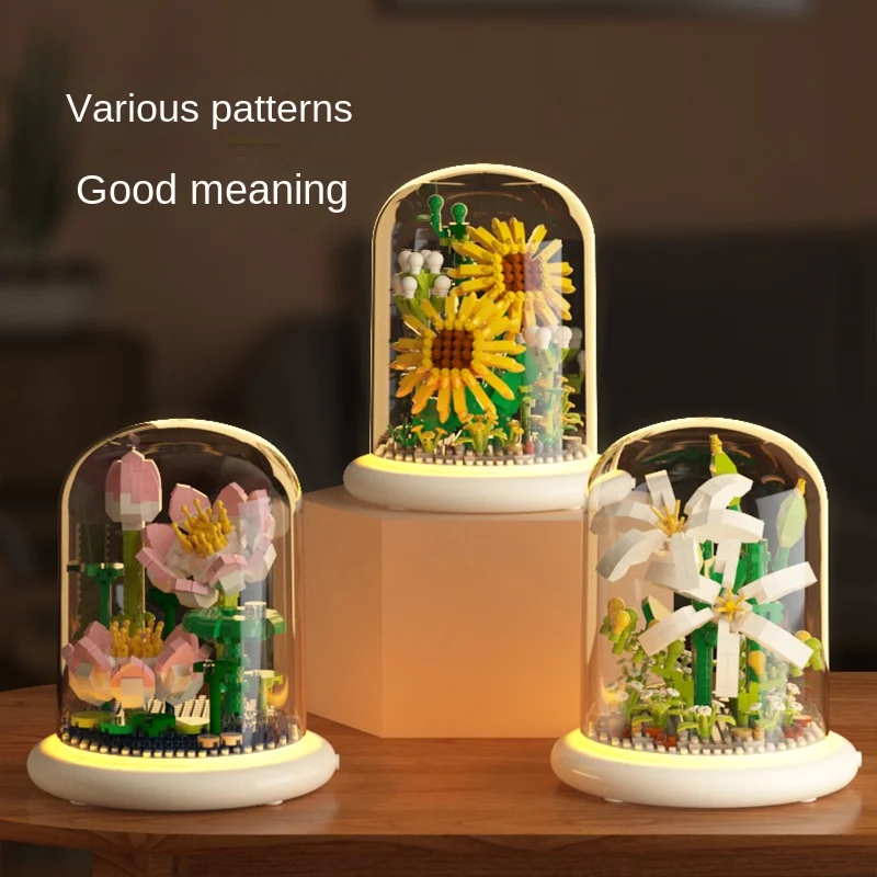 Building block flower eternal rose small particle building block assembly toy gift desktop decoration