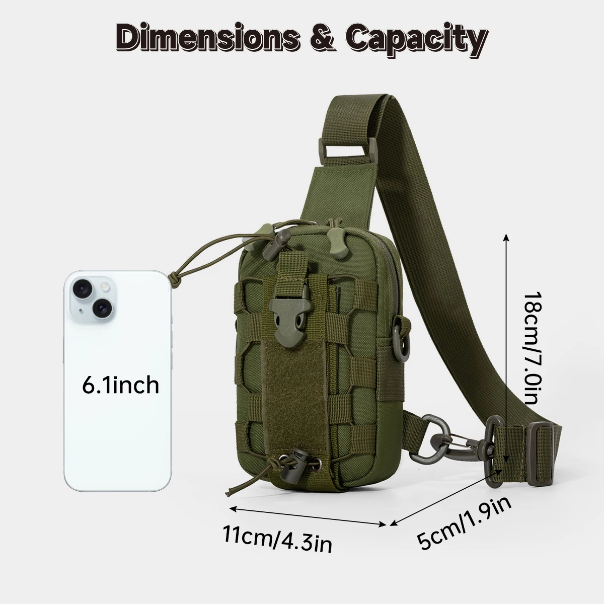 Taktische Brusttasche für den Außenbereich, Walkie-Talkie-Nylontasche, Sport- und Fitness-Rucksack für Outdoor-Aktivitäten und Radfahren, Schlüsseltasche, Tasche mit mehreren Fächern, Studentenmodell. – Detail 2
