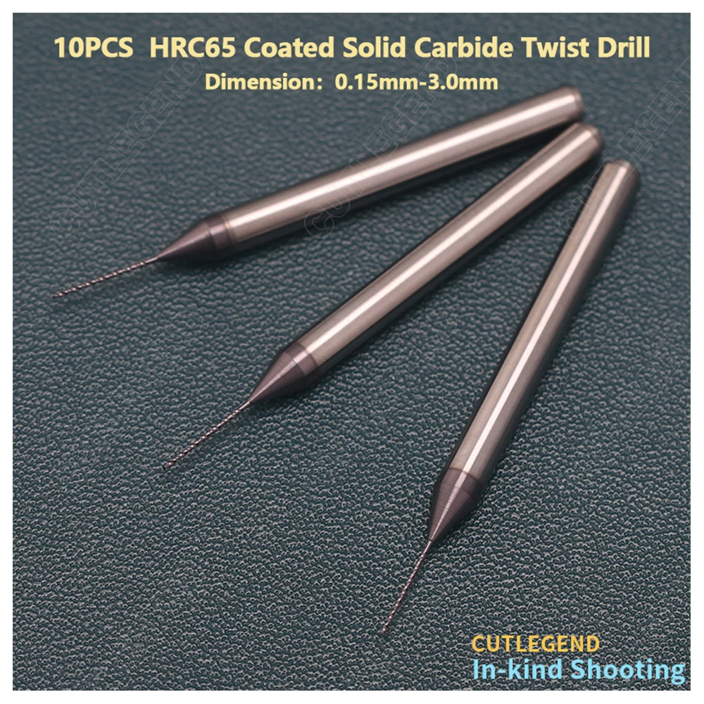 10 Stück CUTLEGEND HRC65 TiCN-beschichteter Vollhartmetall-Spiralbohrer Durchmesser. 0,3-2,99 mm Schaftdurchmesser. 3mm Vollhartmetall-Mikrobohrer – Detail 2