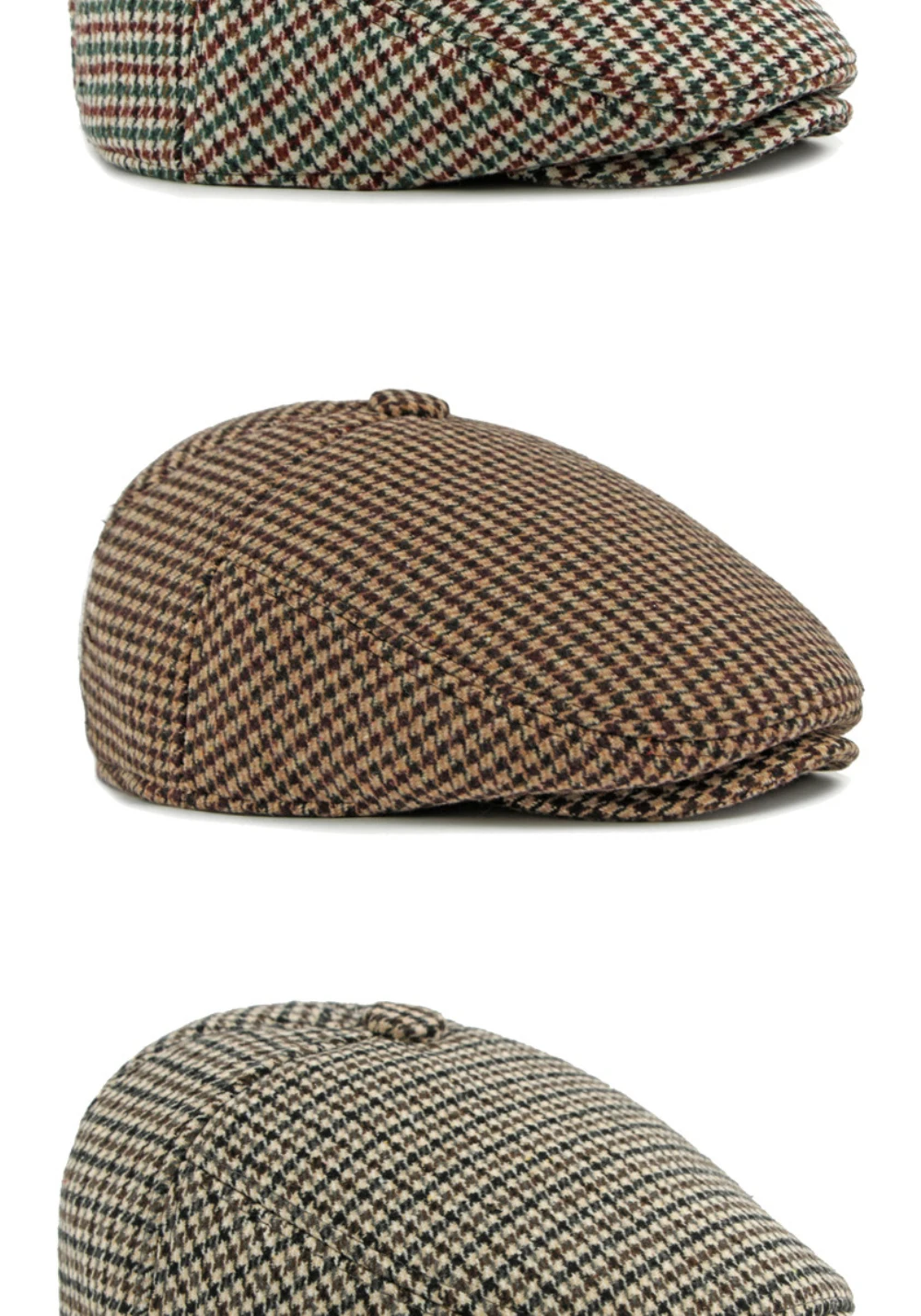 HT5164 Herren- und Damen-Baskenmütze, dicke warme Ohrenklappenmütze, Herbst-Winter-Karo-Ivy-Flatcap, Baskenmütze mit Ohrenklappen für Männer und Frauen. – Detail 7