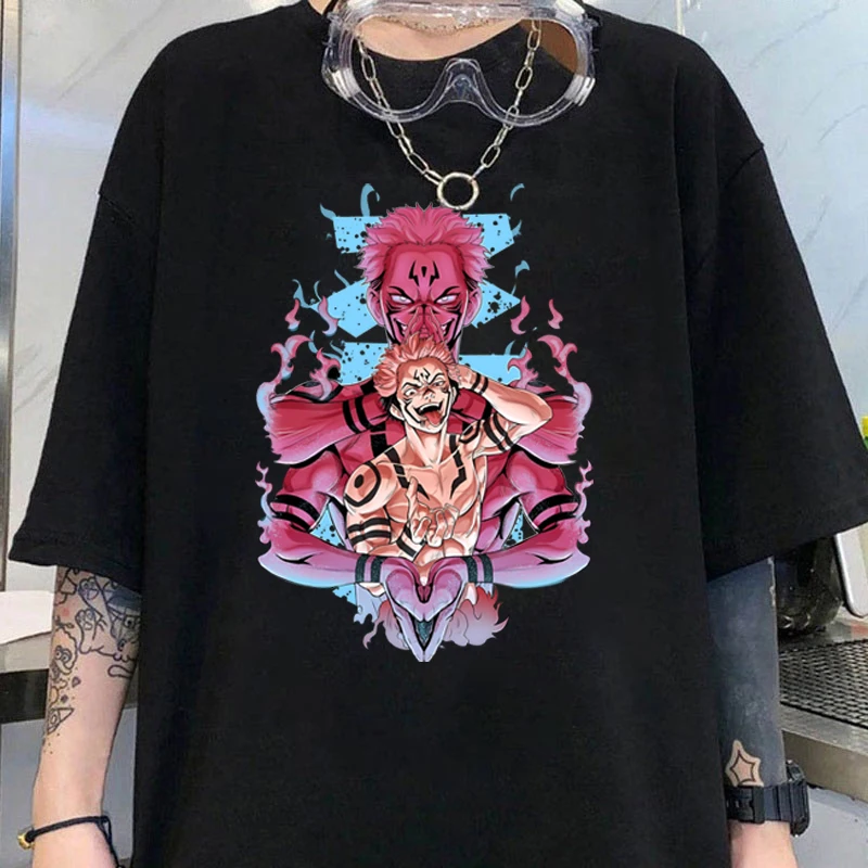 Nowe Anime Ryomen Sukuna T-shirt z nadrukiem damska moda męska w stylu Casual, letnia koszule z krótkim rękawem koszulka Anime Unisex