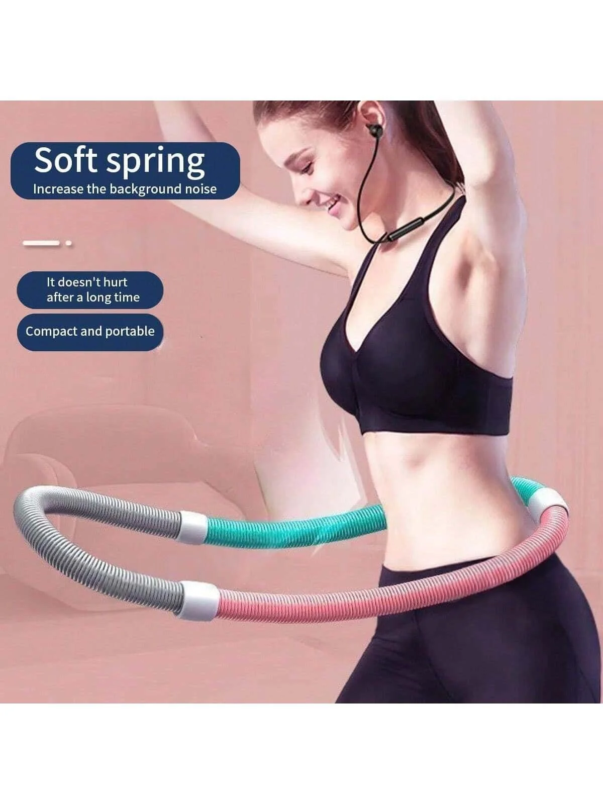 مجموعة اللياقة البدنية Hula Hoop المرجحة - تمرين أساسي لطيف للنساء، تصميم ربيعي ناعم لتنغيم الخصر وفقدان دهون البطن. هدية مثالية