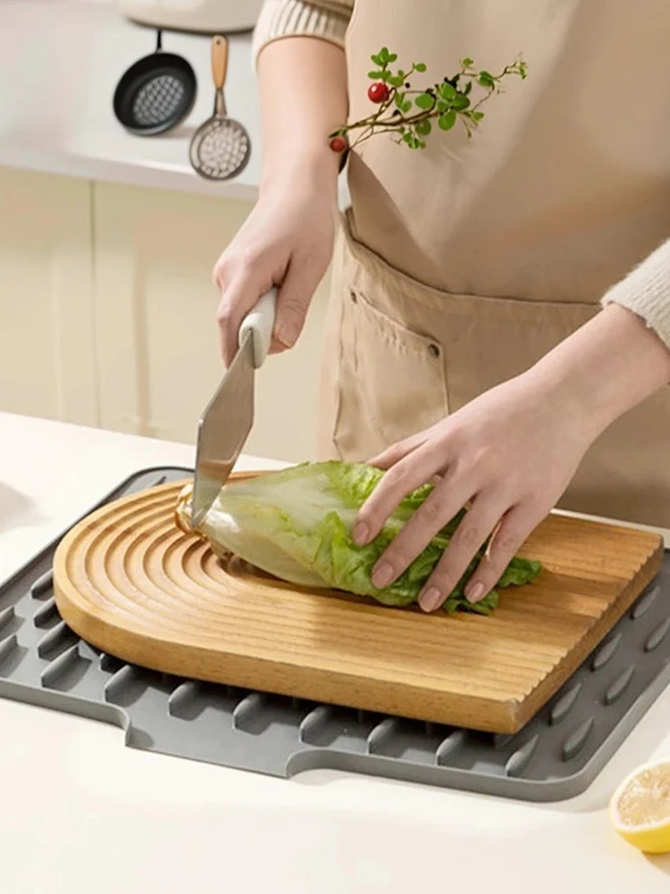 Silicone Drain Pad Foldable Pots Dish Drain Mat Anti Slip Sink Tray for Kitchen Sink Tableware Cushion Organizer