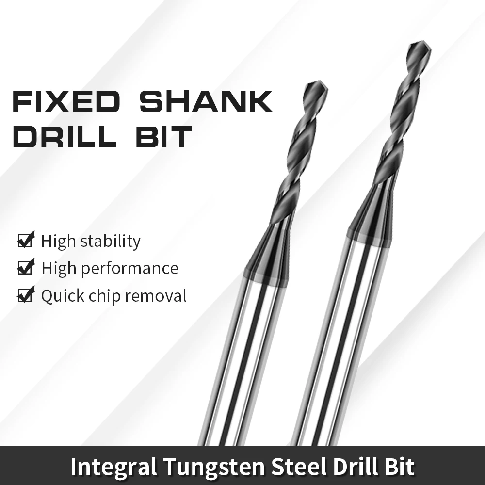 Carbide Alloy Drills Tungsten Steel Stainless Twist Bit 0.3-3.99mm 2 Flutes Metal Drill Bits For CNC Milling Machine Tools