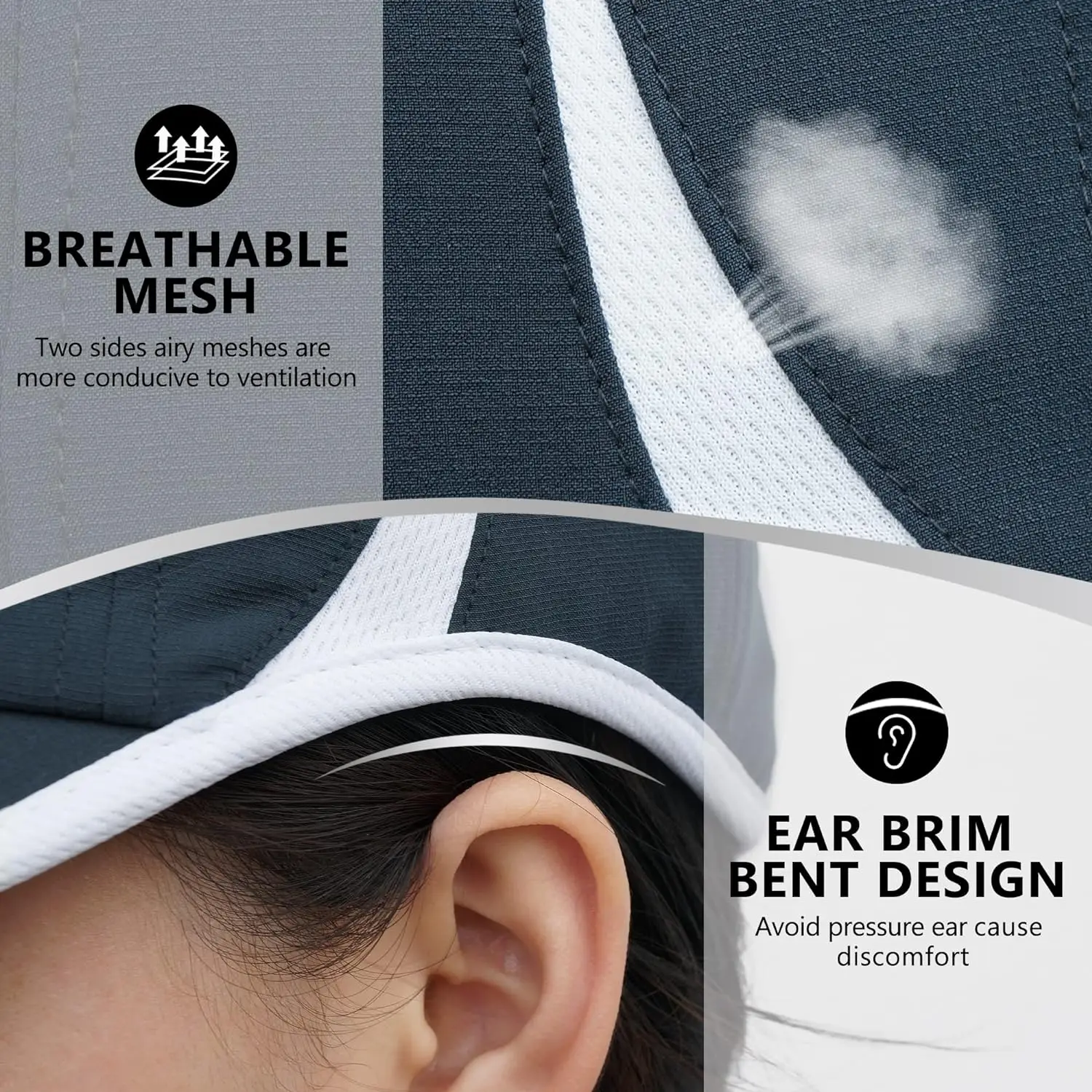 GADIEMKENSD Performance Running Hat, Stretchy Fabric with Vented Mesh for Outdoor Workouts