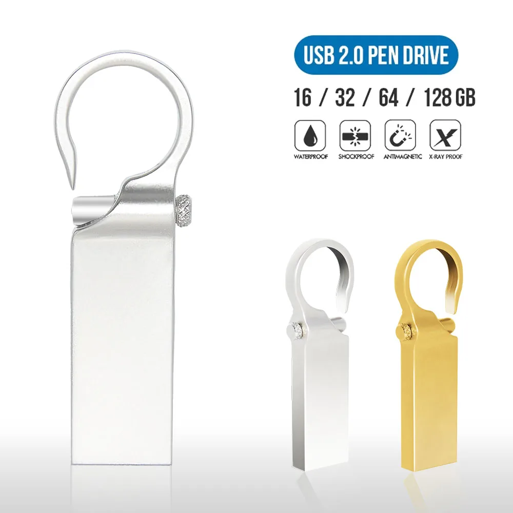 Sáng Tạo Móc Khóa Đèn LED Cổng USB 64GB Kim Loại Bút 32GB 16GB 8GB 4GB USB thẻ Nhớ Chống Thấm Nước Đèn LED