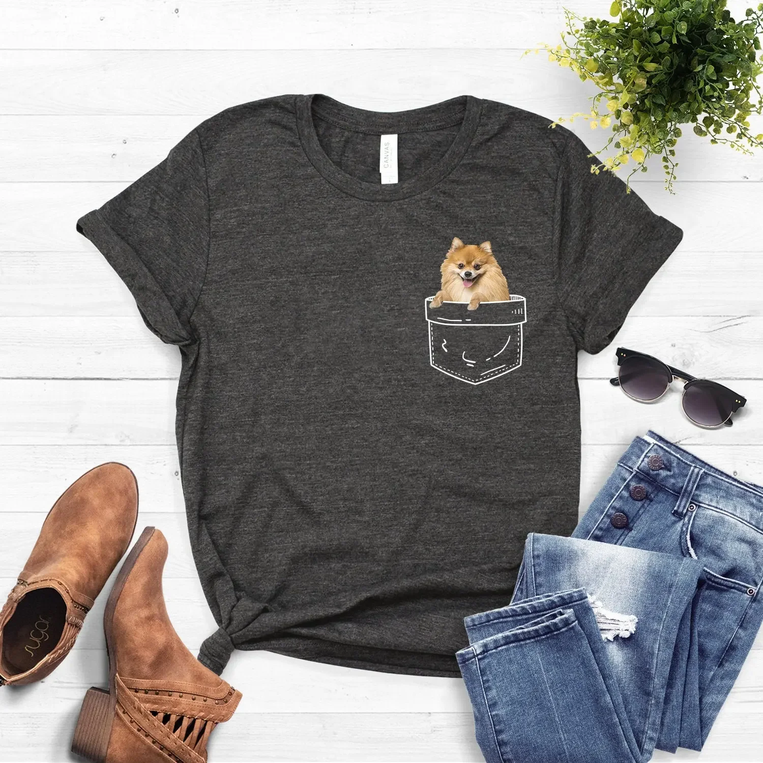Pomeranian T Shirt S Mom Dog Cute In Pocket Softstyle
