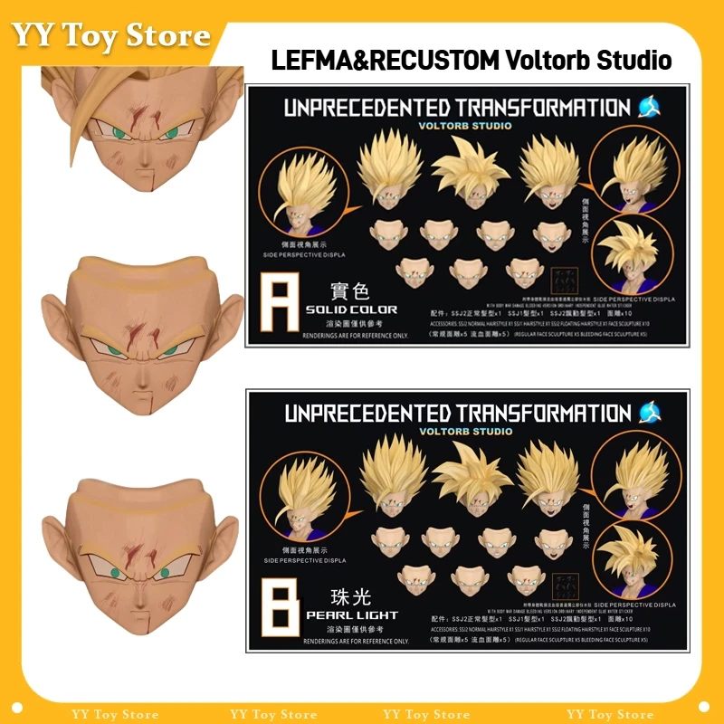 LEFMA & RECUSTOM Voltorb Studio Dragon Ball Super Saiyan 2 Son Gohan figura de acción batalla cabeza dañada accesorios Anime regalo Juguetes