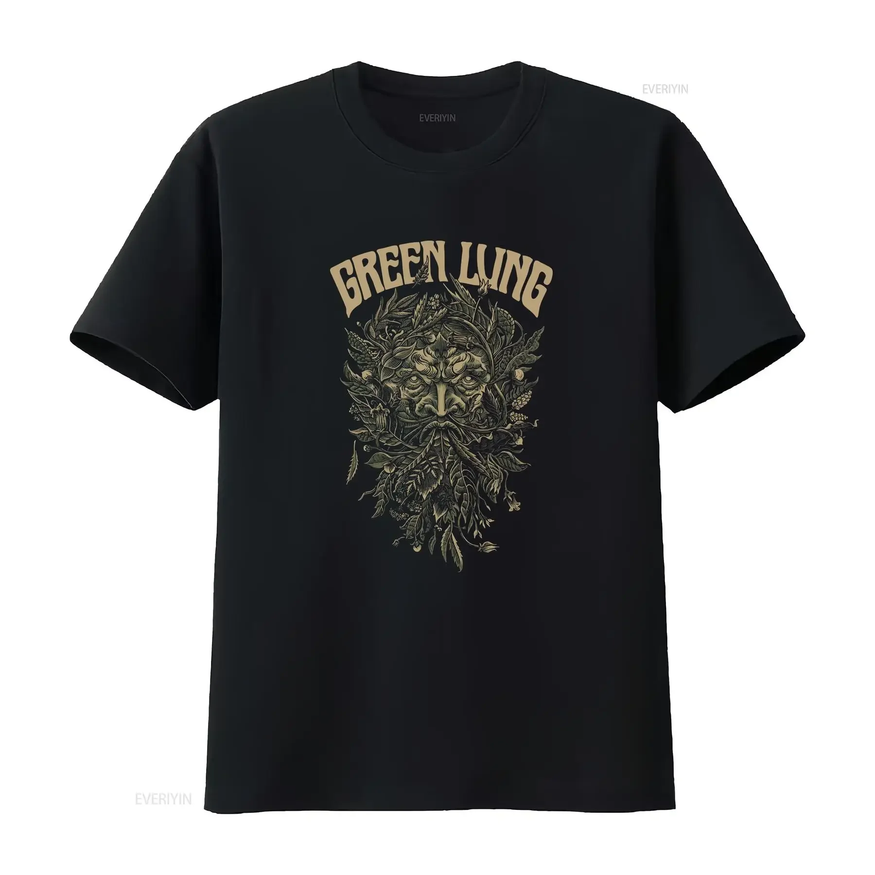 Vtg GREEN LUNG Band FOLIATE HEAD Cotton Black T Shirt All Size For Men TU215 vintage Washed Casual graphic Comfortable