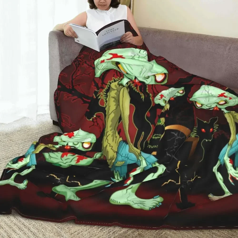 

Spooky Monster Flannel Blankets Zombie Death Cross Warm Soft Throw Blanket for Travel Colorful Bedspread Sofa Bed Cover