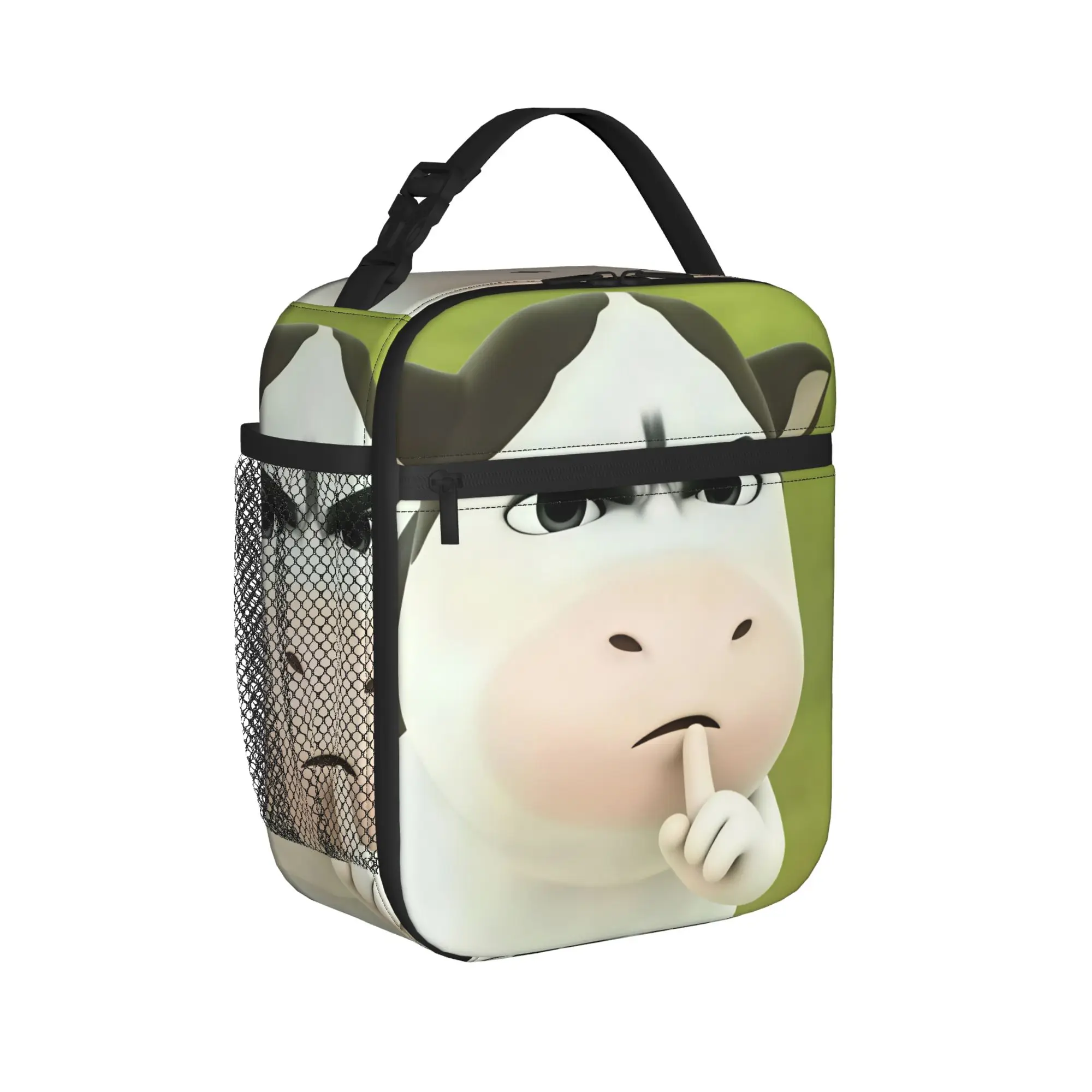 Funny Grassland Cattle Meme  Lunch Bag  Casual Lunch Box Picnic Portable Thermal Tote Handbags For Child Print Cooler Bag