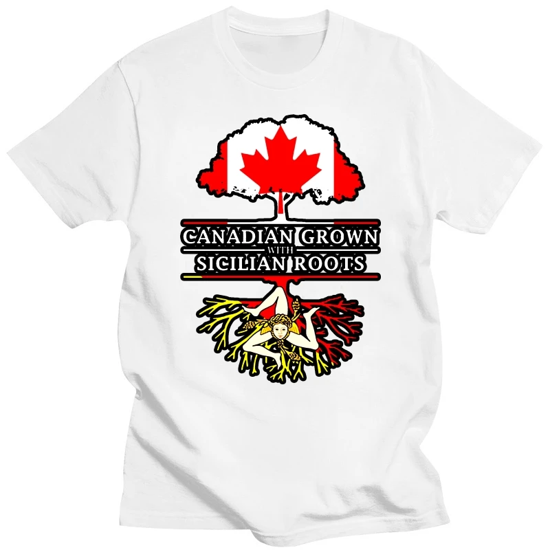 Men Canadian Grown with Sicilian Roots Sicily Design t shirt Printing Short Sleeve size S-3xl Leisure Gift fashion shirt