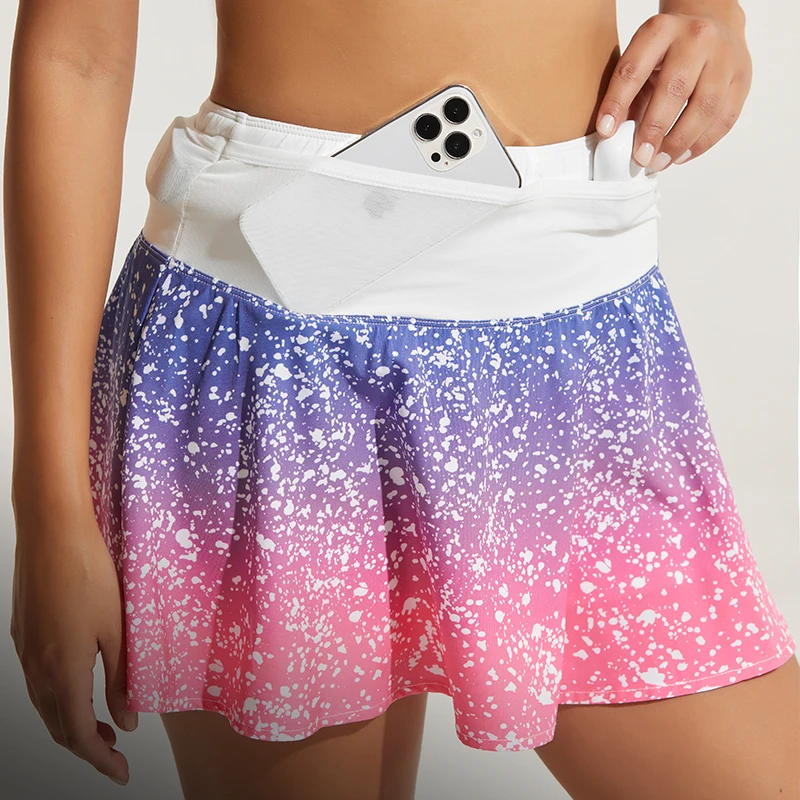 2023 Tennis for Women Dance Fitness Printed Sports Skirts Female Golf Running Skort Active Athletic Yoga Skirt Short With Pocket