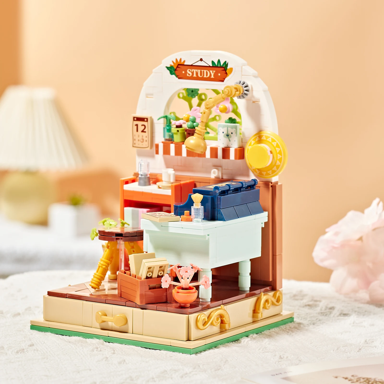 Diy Miniatuur Poppenhuis Creativiteit Mini Slaapkamer Badkamer Huis Micro Bouwsteen Educatief Model Speelgoed Voor Kinderen Geschenken