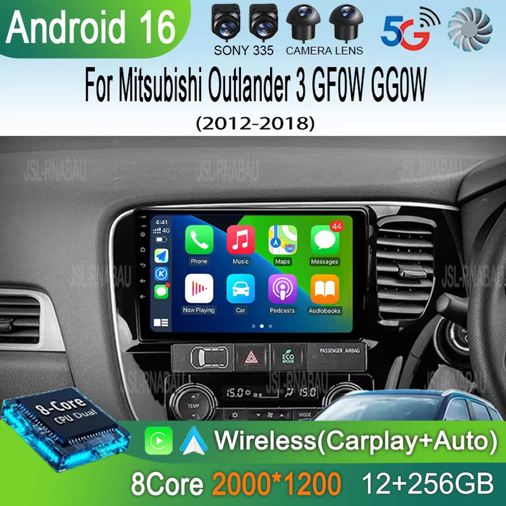 

Автомагнитола Android 16 Carplay для Mitsubishi Outlander 3 GF0W GG0W 2012-2018, навигация GPS, мультимедийный плеер, стерео, Wi-Fi+4G