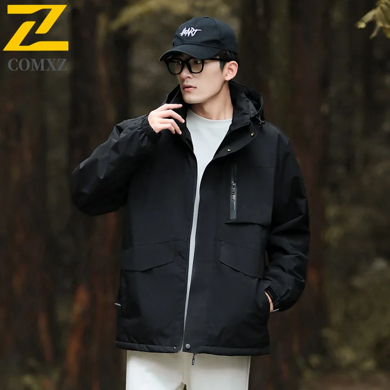 

Men Outdoor Casual Sports Jacket American Style Water-Resistant Windbreaker Loose Fit Spring Autumn Parka Lightweight Streetwear