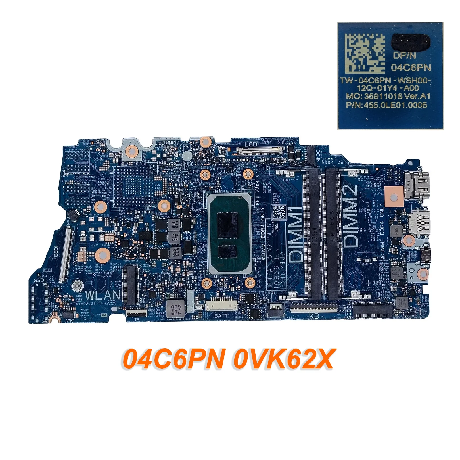 

04C6PN 0VK62X для Inspiron 7306 7506 7706 5406 2-в-1, материнская плата для ноутбука, системная плата 19859-1 SRK02 i7-1165G7 4C6PN VK62X