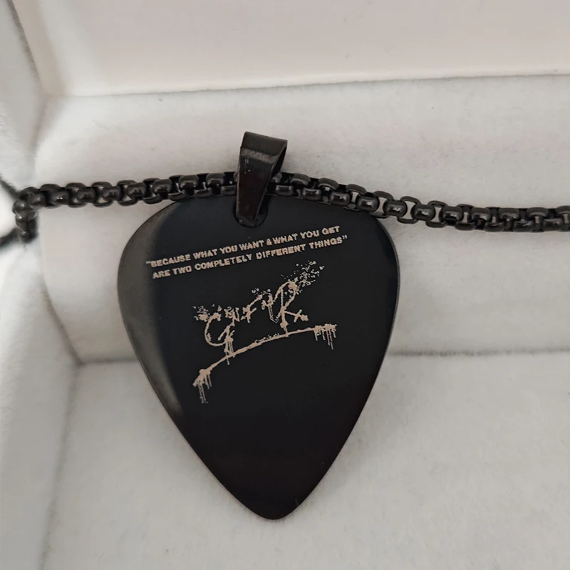 Custom Guitar Pick Pendant Necklace Unique Gift For Guitarists Stainless Steel Jewelry Customzied Pattern Text Boyfriend Gift - Image 6
