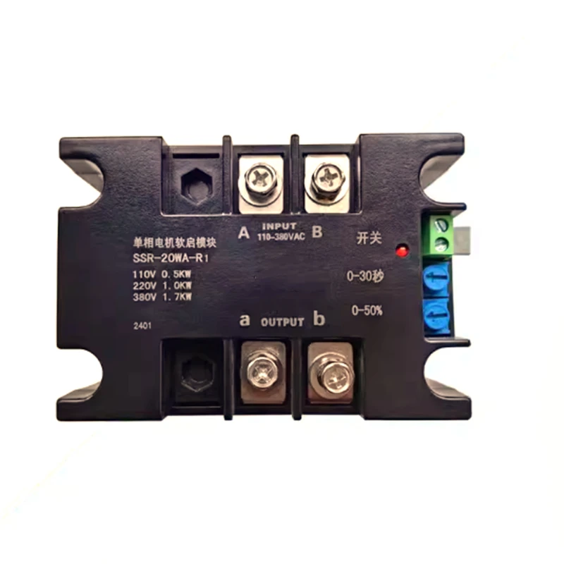 220V  Single-Phase Intelligent Motor soft Starter Soft Start Module Soft Start 50-60HZ Compatible 2/3/4/ 6/ 8KW SSR-100WA-R(4KW)