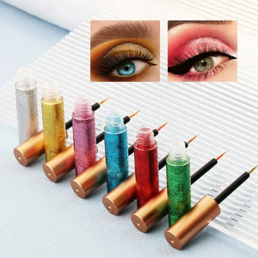 Private Label 16colors Glitter Lliquid Eyeliner Quick Dry Long Lasting Smudge Proof Easy To Colored Eye Beauty Makeup Custom