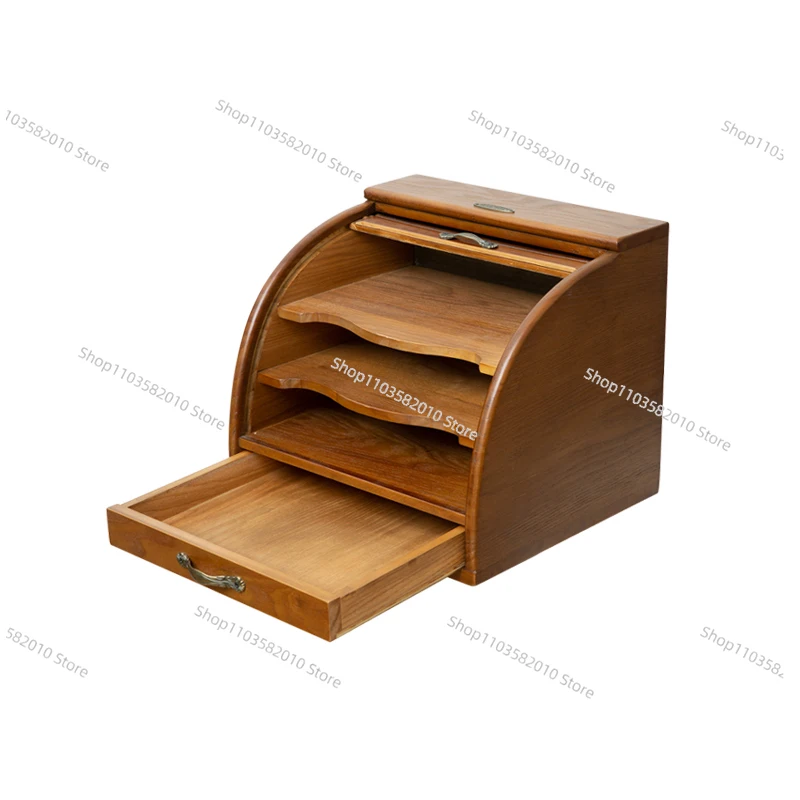 Retro Roller Shutter Storage Box, Desktop Jewelry Cosmetics Organizer Medieval Dresser Bracelet Storage