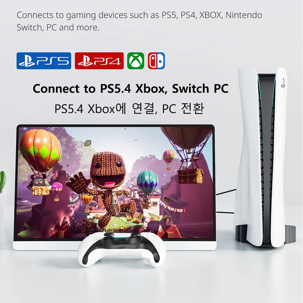 XIANWEI Portable Monitor Gaming 16.1 inch 100%sRGB HDR 1080P External Display Screen For Cell Phone Laptop Xbox PS45/4 Switch