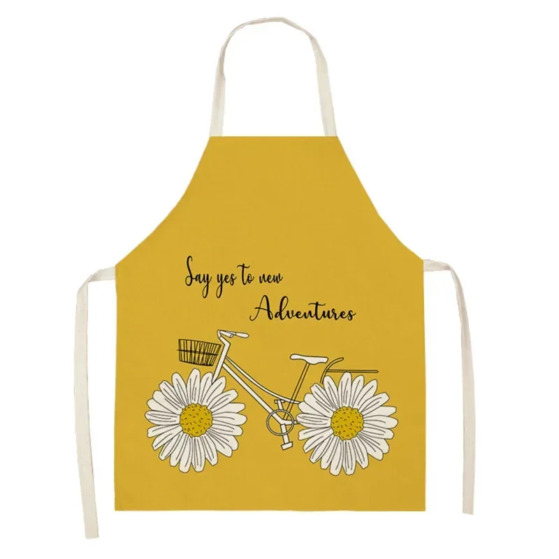 Small Daisy Print Apron Household Small Fresh Ins Wind Linen Sleeveless Kitchen Antifouling Apron Corporate Gift Customization