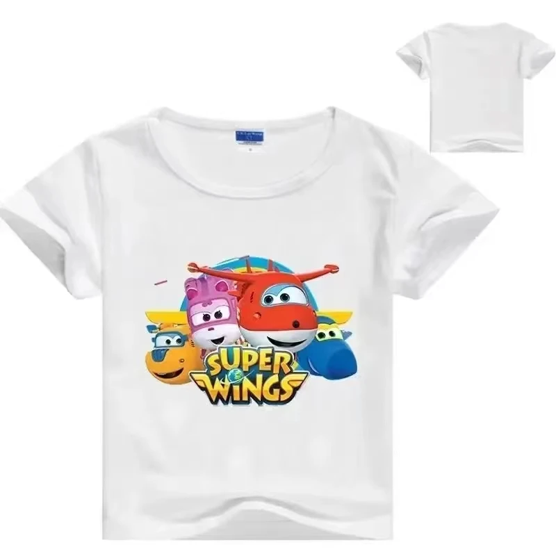 Boys T Shirt Summer Super Wings Cotton T-shirt Kids Funny Harajuku Fashion Short Sleeve Top Boys&Girls Tee Tops 4-12 Years