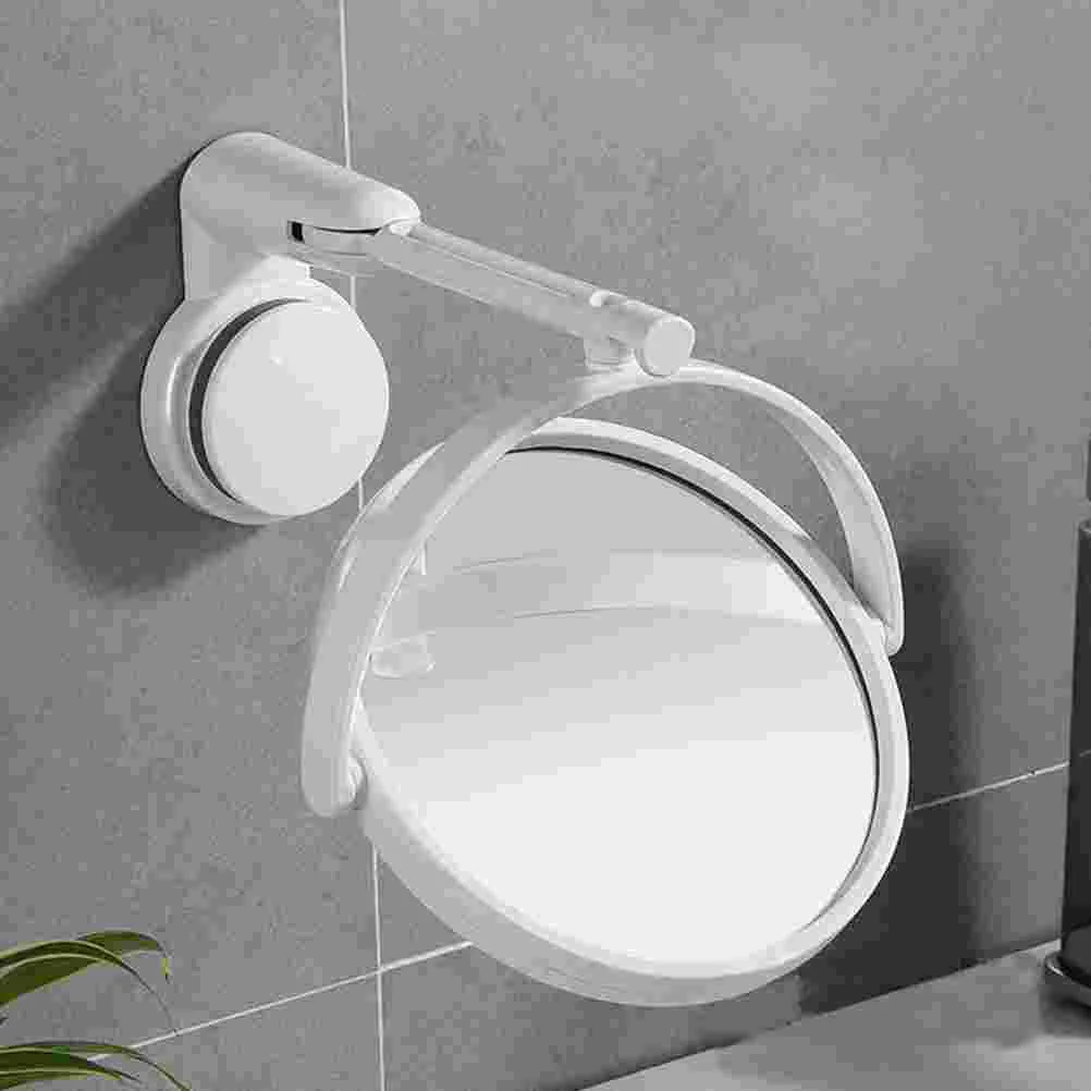 Specchio cosmetico da parete in stile semplice pieghevole regolabile con ventosa creativa senza perforazione per il bagno