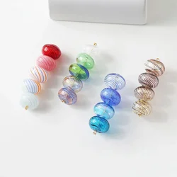 4PCS Round Hollow Glass Beads Charms for Jewelry Making Bracelet Diy Earrings Supplies Hand Made Pendants Accessories 15mm