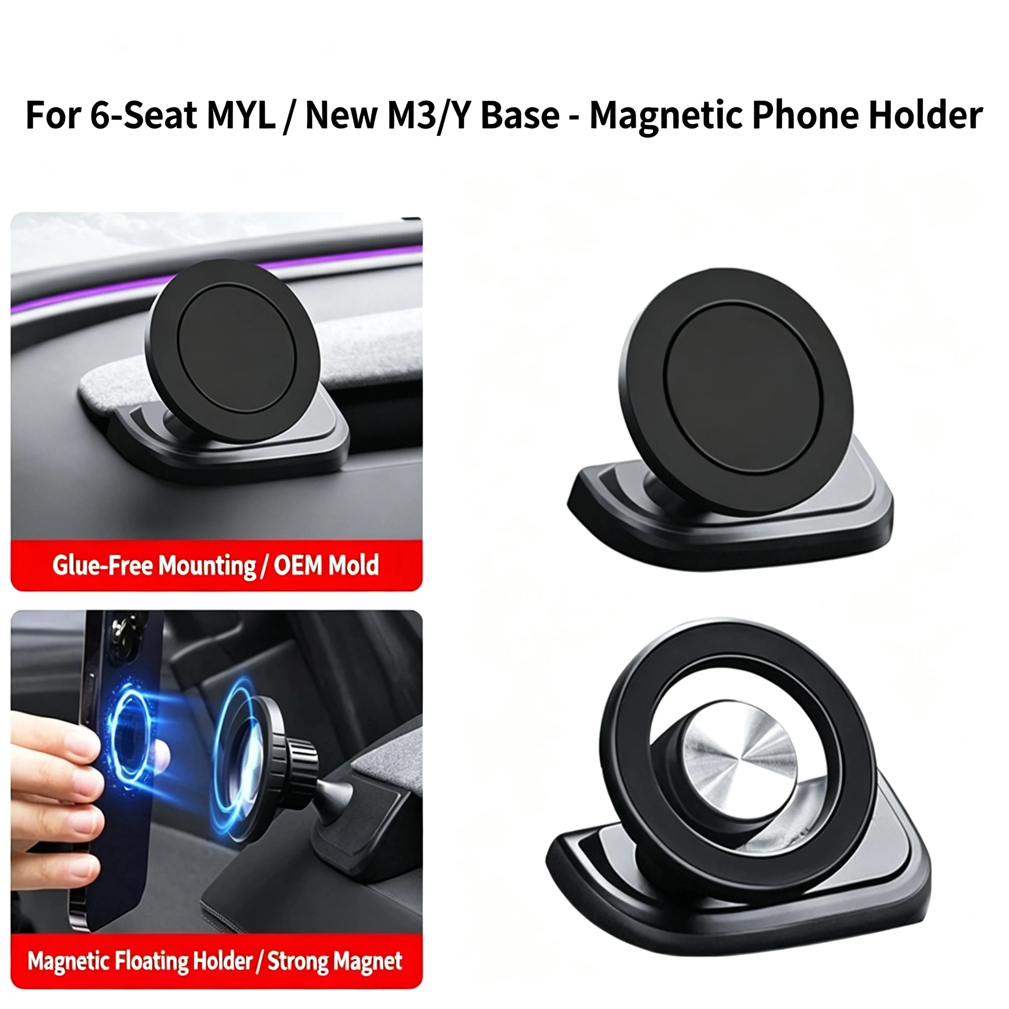 For New Tesla Model YL/Y Juniper Model 3Highland 2024-2026 Stronger Magnetic Adjustable Car Phone Bracket Vibration Proof Holder