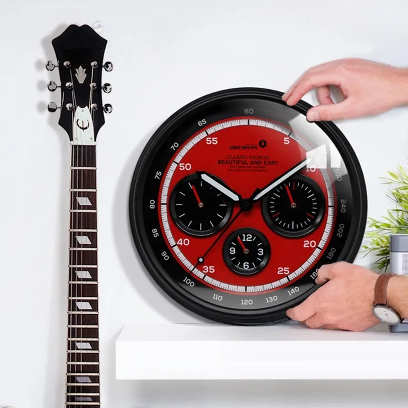 

Металлические креативные настенные часы круглой формы для приборной панели автомобиля, кварцевые бесшумные часы, настенные часы для гостиной, спальни, домашнего декора