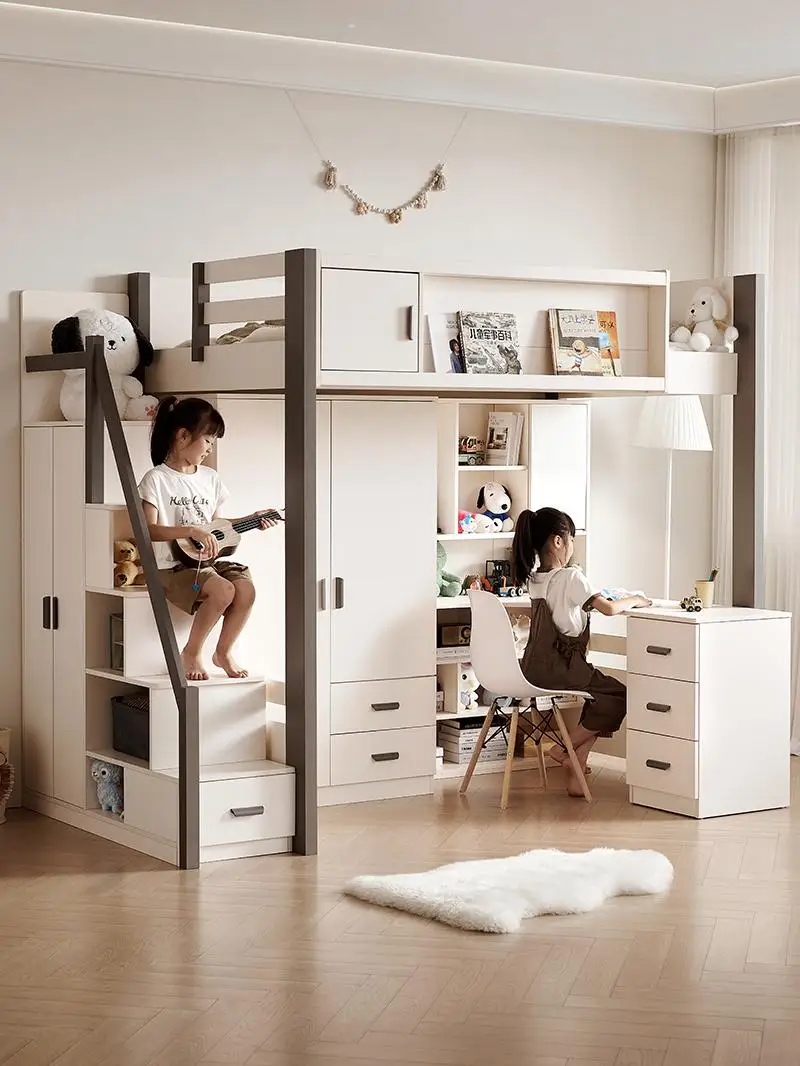 

All solid wood on the bed and off the table, double bunk for household adults and children