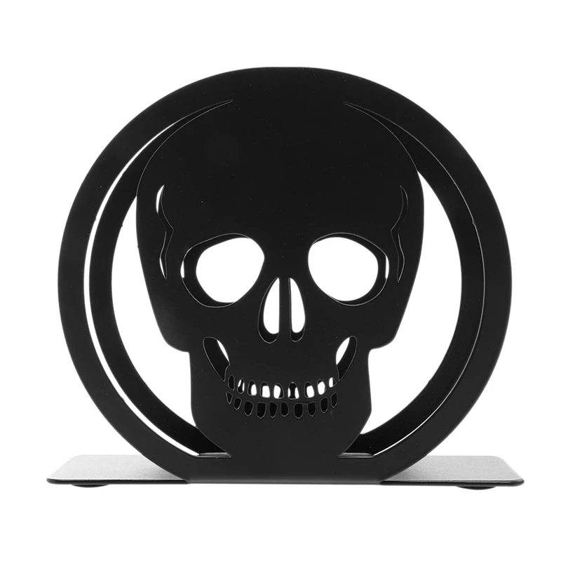 1 PCS Halloween Skull Design Black Tissue Holder Iron Paper Napkin Holder Organizer Black