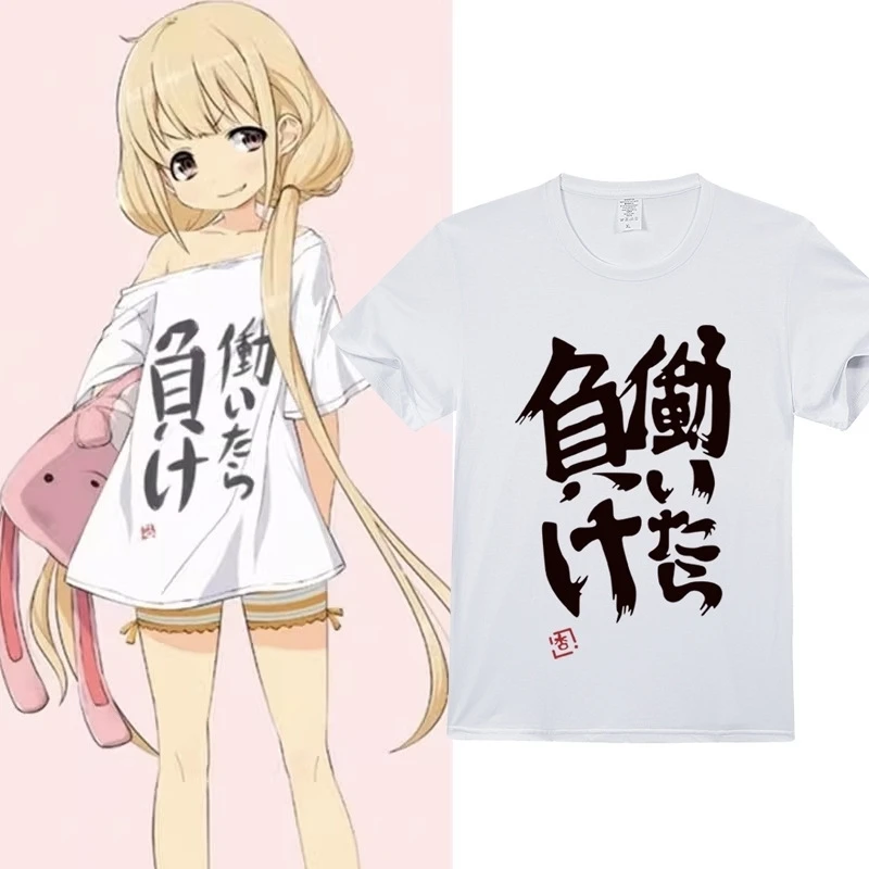 

Fashion Women's T-shirt Anime 6D Printing Chinese Character Role-playing Style Short Sleeved Summer Top Casual Streetwear