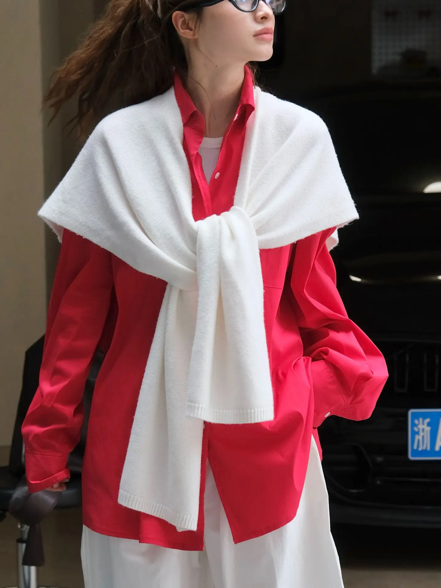 Spring and Autumn Women\'s Fashion Solid Color Loose Wool Shawl