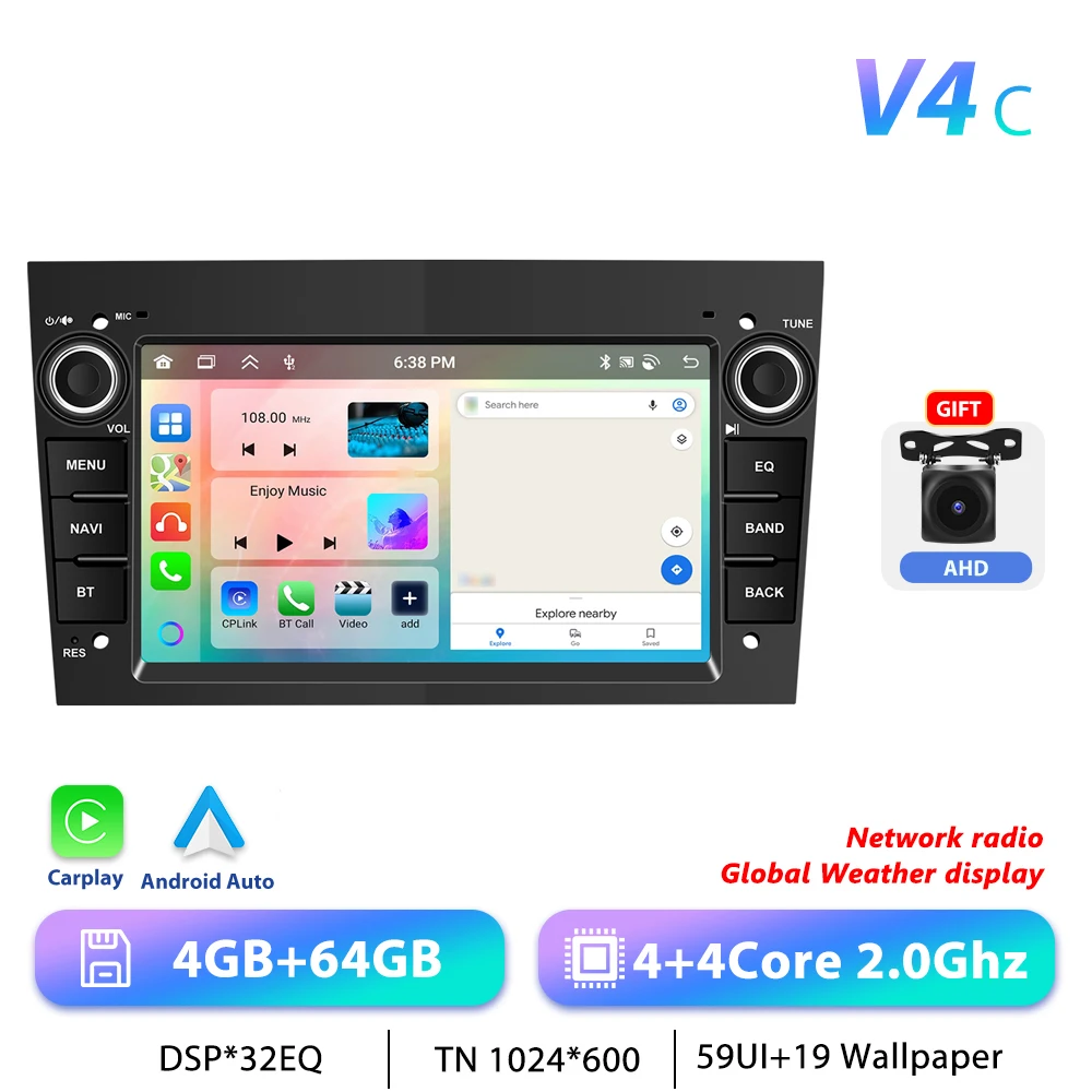 Podofo CarPlay Android Radio Voor Opel Astra Antara Corsa Zafira Combo Auto Intelligent Systeem 2din GPS Stereo Dashboard Autoradio
