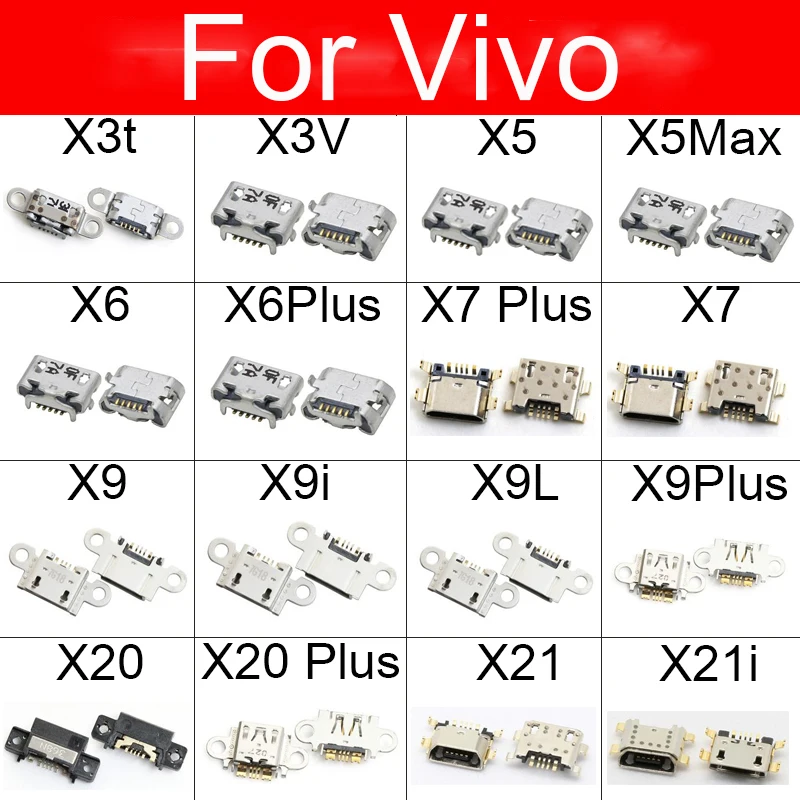 1PC USB Jack Port For Vivo X3T X3V X5 X6 X7 X9 X9i X9L X20 X21 X21i Max Plus Usb Jack Dock Socket Repair Parts