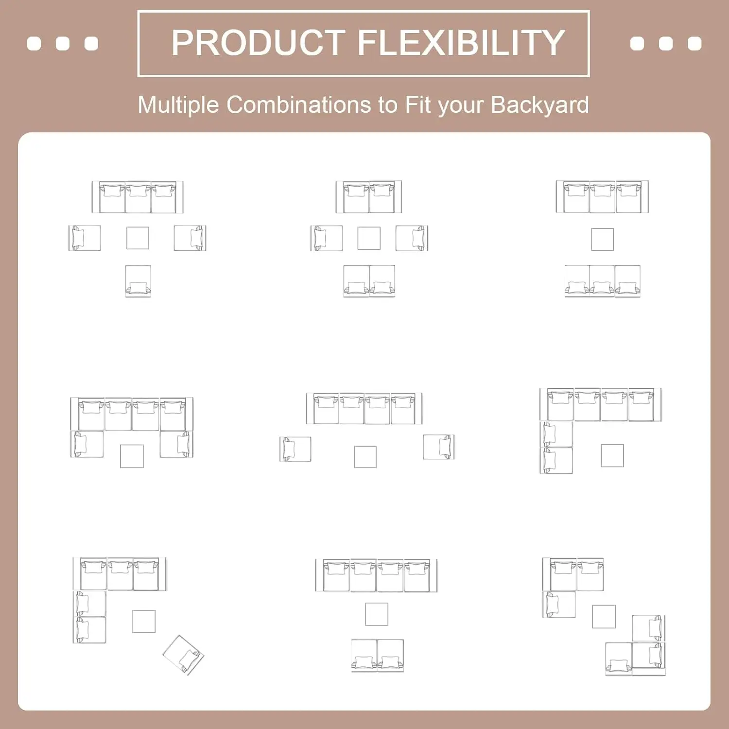 Gartenmöbel-Sets, Allwetter-Sofa aus schwarzem Korb geflecht, moderner Couch tisch aus Glas und wasch bares Kissen