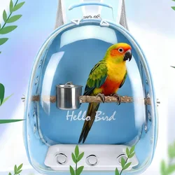 Bird Carrier Bird Cage with Prech Feeder & Tray for Parakeet Cockatiel Parrot Bunny Travel Acrylic Portable Pet Backpack Bag