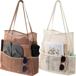 Bolsa de praia multi bolsos para toalhas Bolsa de viagem durável Organizador de brinquedos à prova d'água Armazenamento de natação Malha Roupa íntima Verão